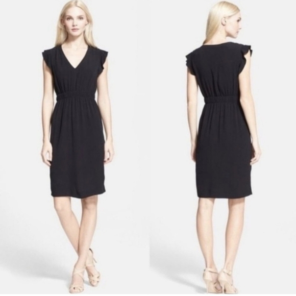 Kate Spade Luxury Fluid Crepe Frilly Ruffle Sleeve V Neck Mini Dress US 8 - Picture 3 of 8